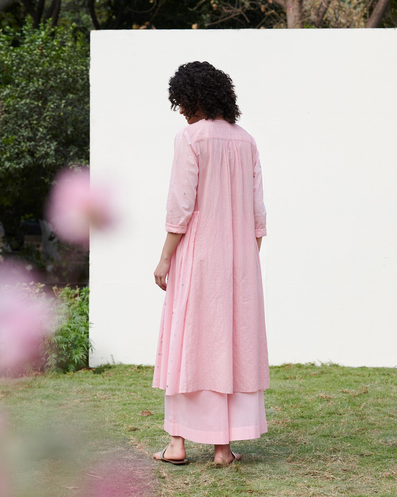 Gathered Pocket Kurta - Pink