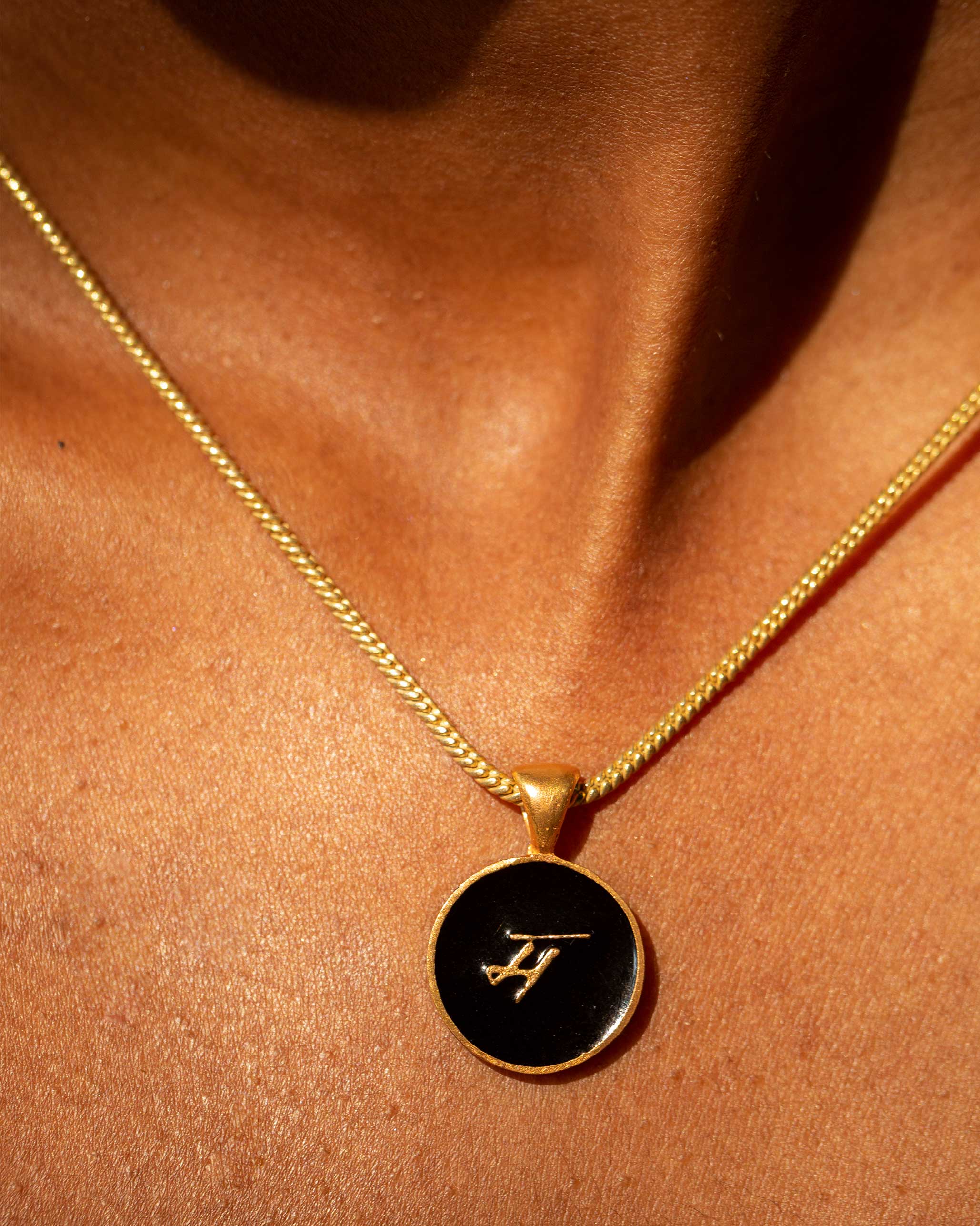 Alphabet M Charm- Black & Gold