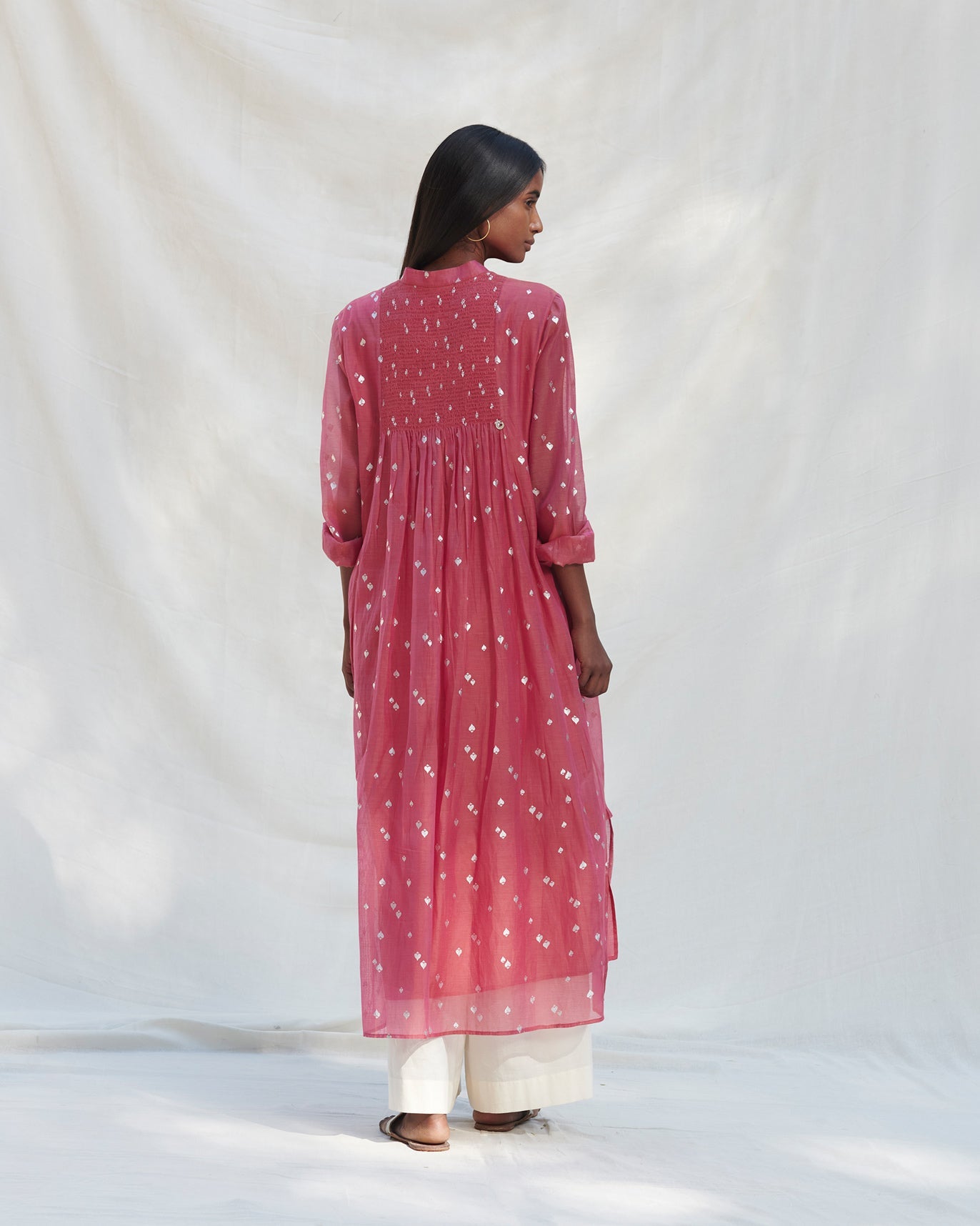 Smocked Back Kurta - Brick Red