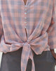 Front Knot Top - Grey & Pink