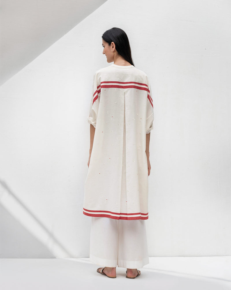 Lazy Weekend Tunic - Ivory & Red