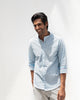 One Button Shirt - White & Blue