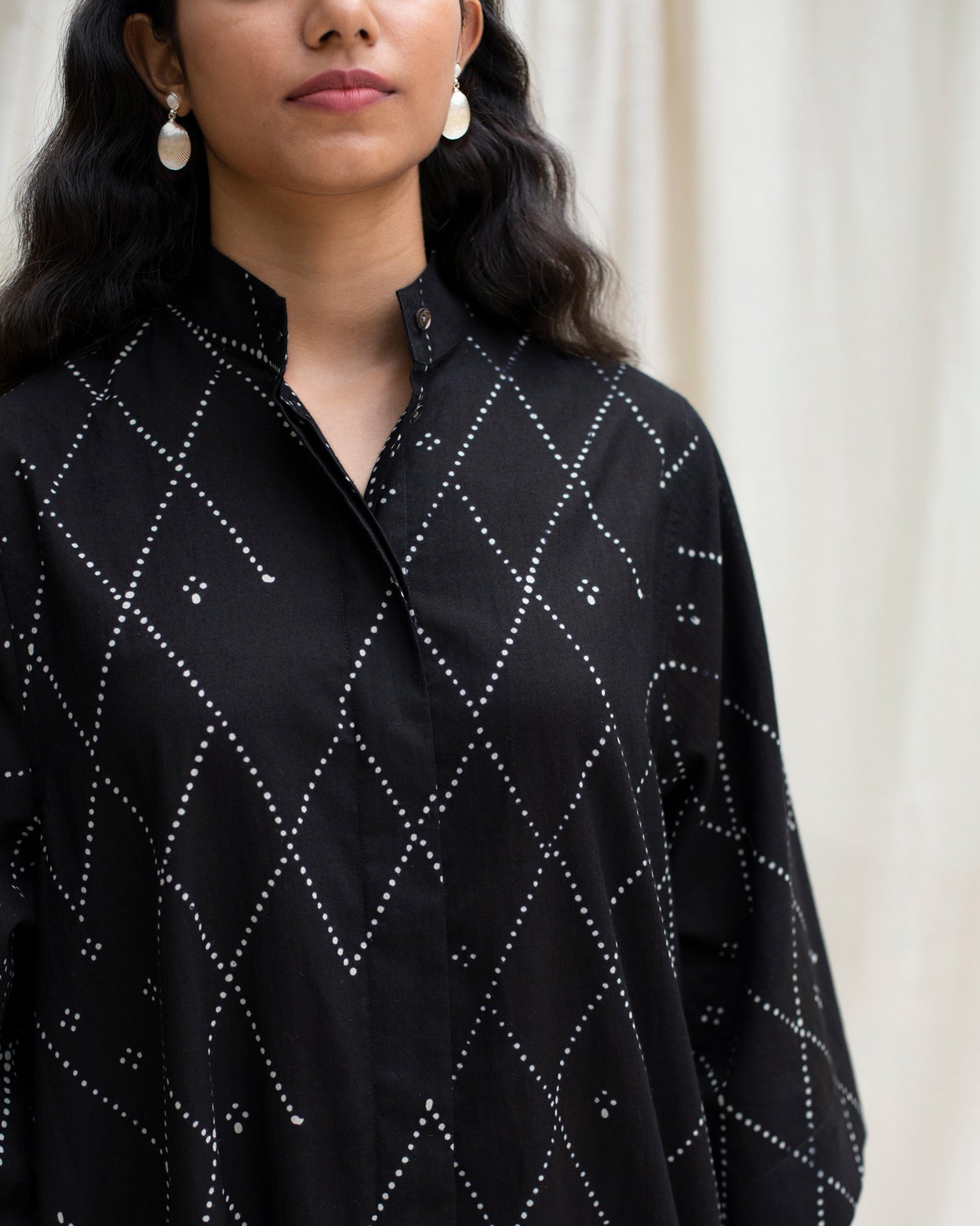 Long Shirt Kurta  - Black & Ivory