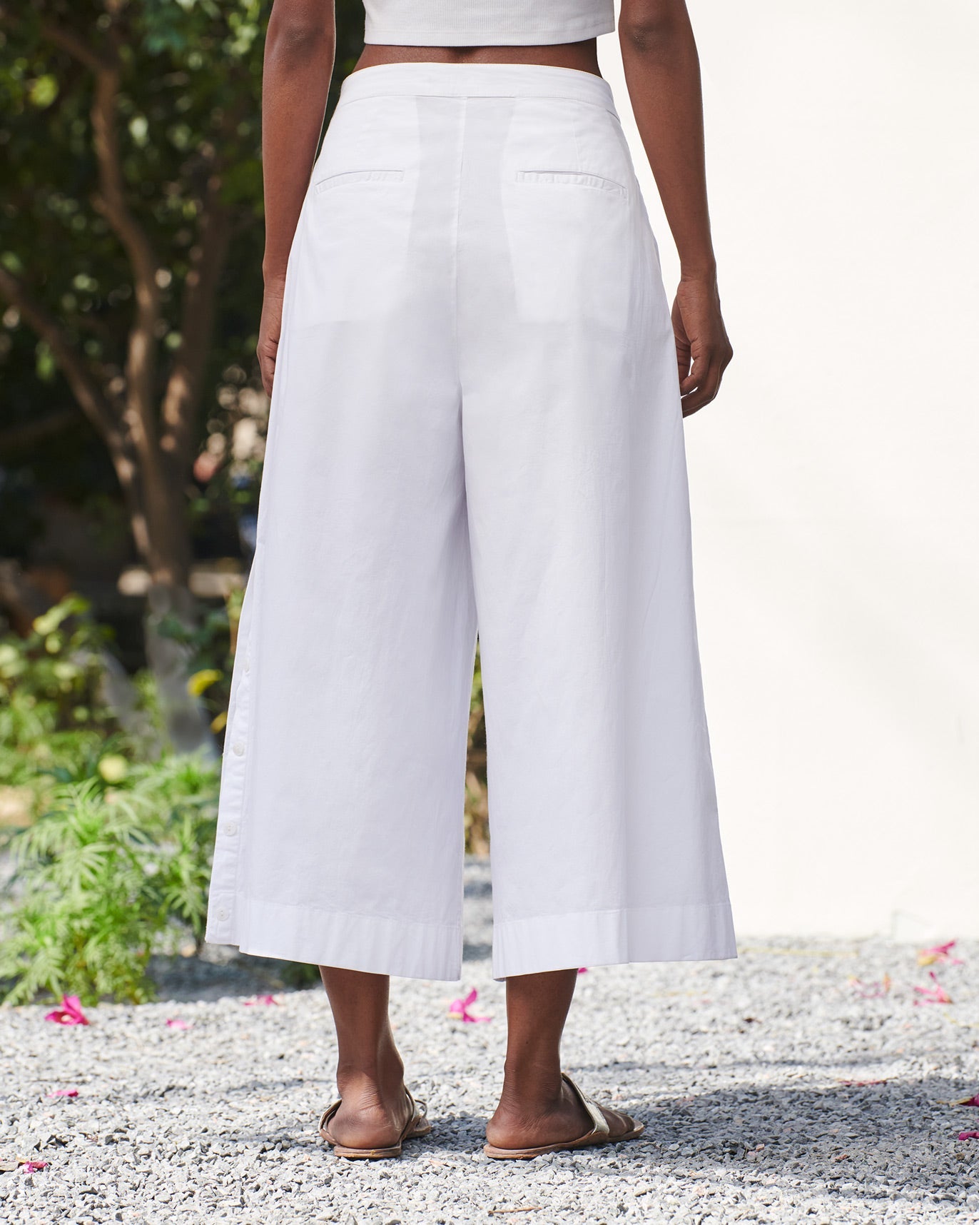 Pleated Flare Culottes - White