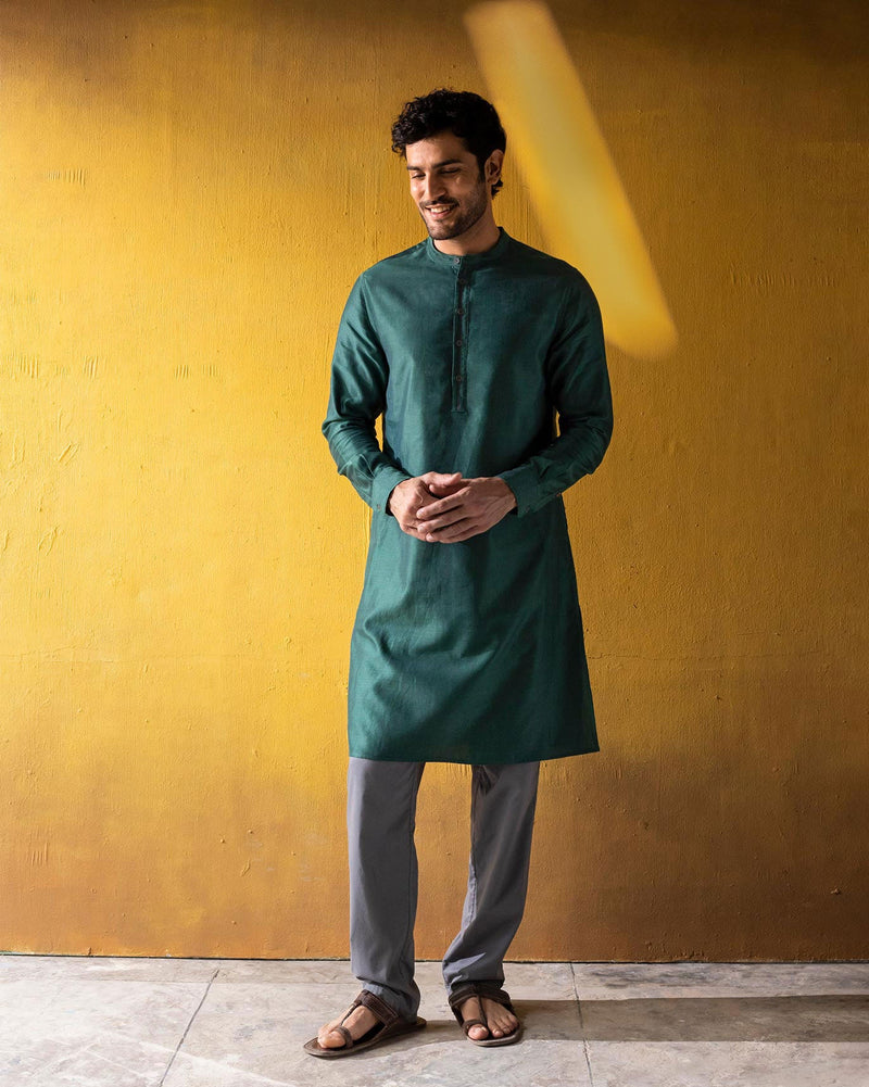 Chandni Chowk Kurta - Blue & Green Stripes