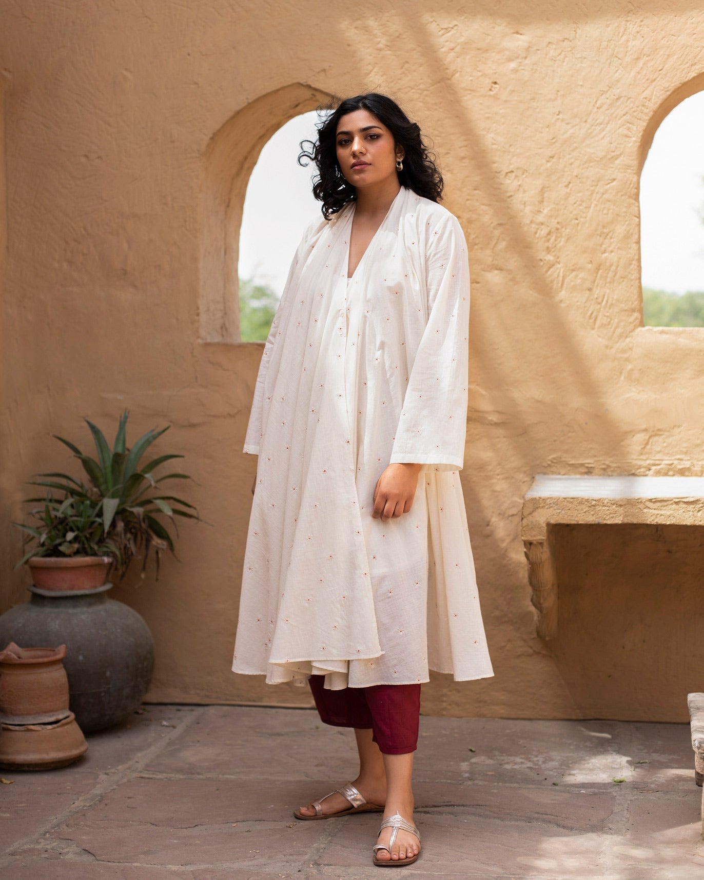 Cocoon kurta with Slip - Ivory