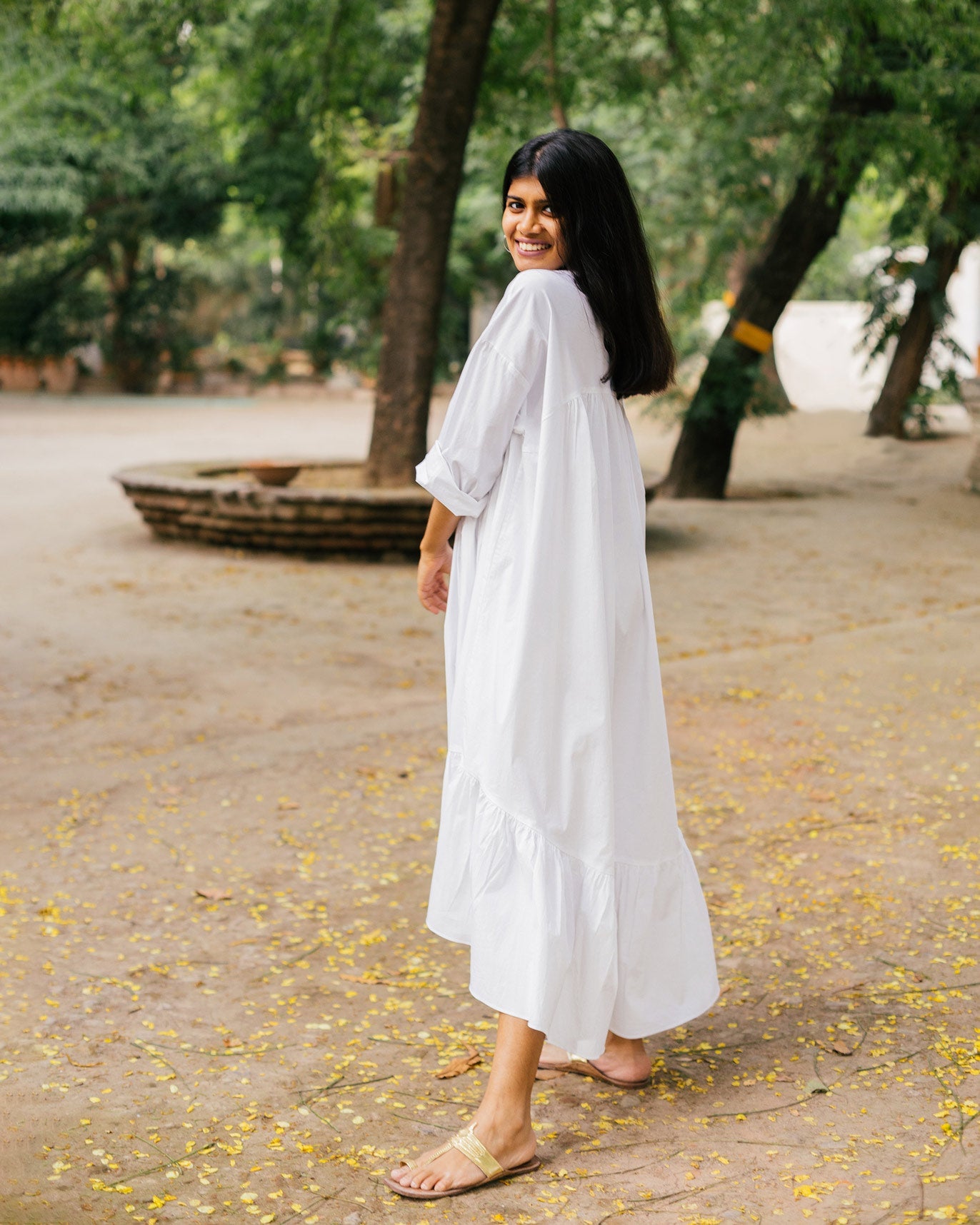 Frill Shirt Dress - White