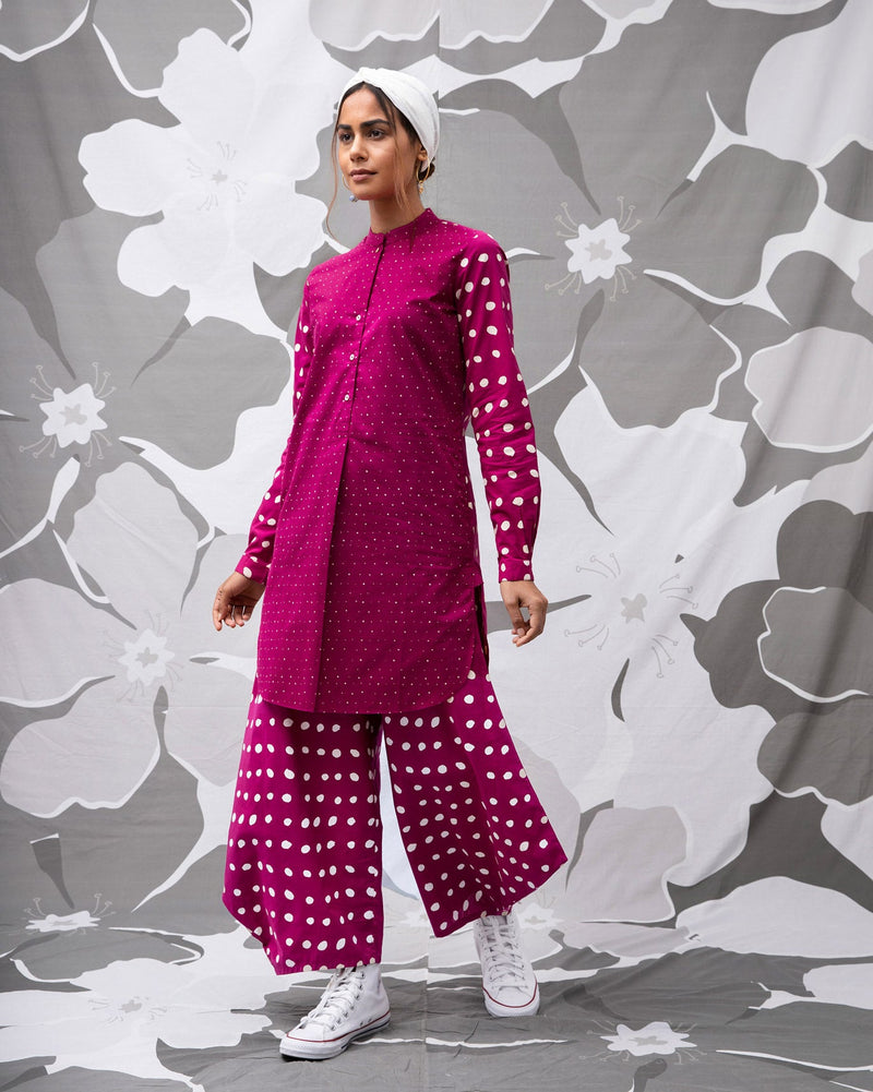 Basic Mid Length kurta - Berry & Ivory