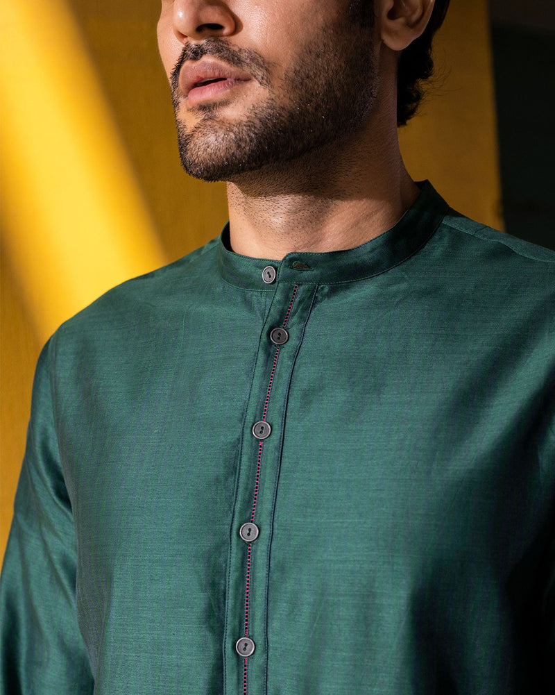 Chandni Chowk Kurta - Blue & Green Stripes